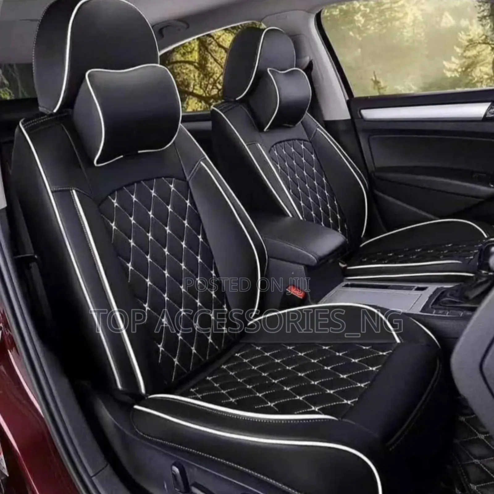 Quality Black Leather Seat Cover With Touch of White