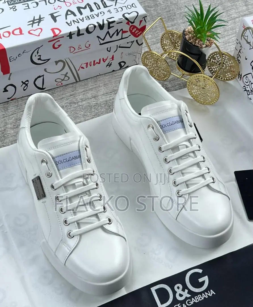 Original Dolce & Gabbana White Leather Sneakers