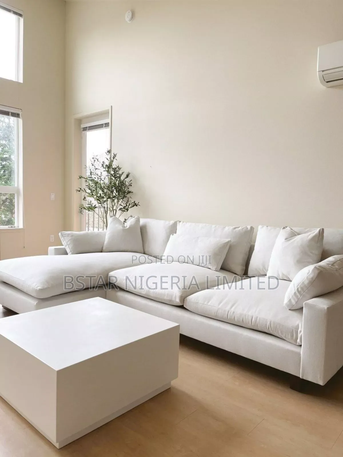 Modern Minimalist Neutraltoned Living Room Sectional Sofa