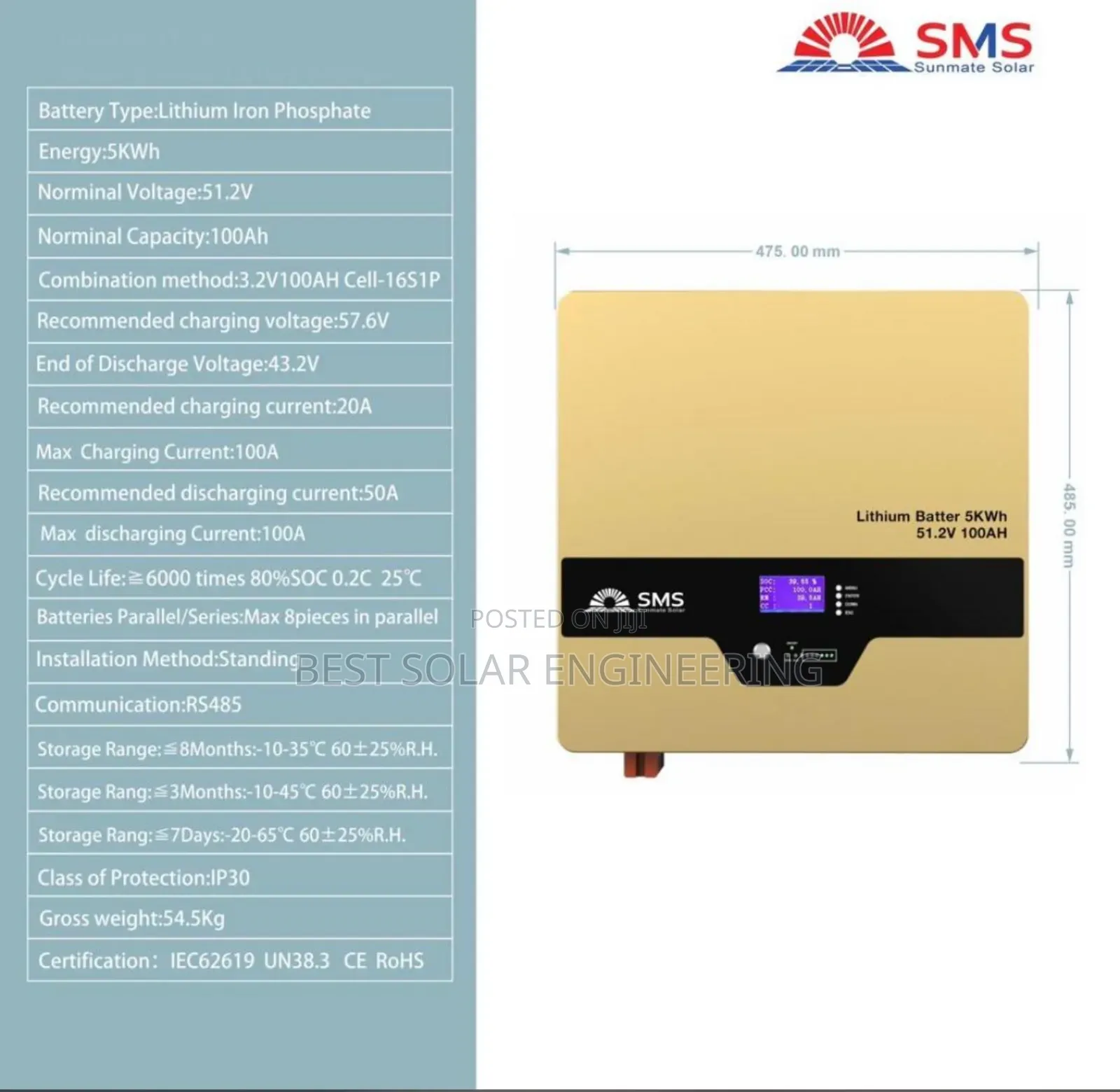 5kwh Lithium Battery (Sms)