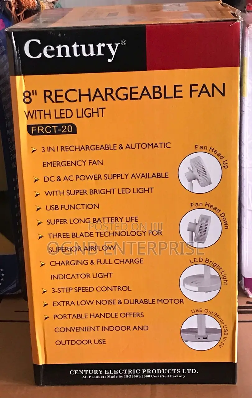 Century 8 Inches Rechargeable Fan