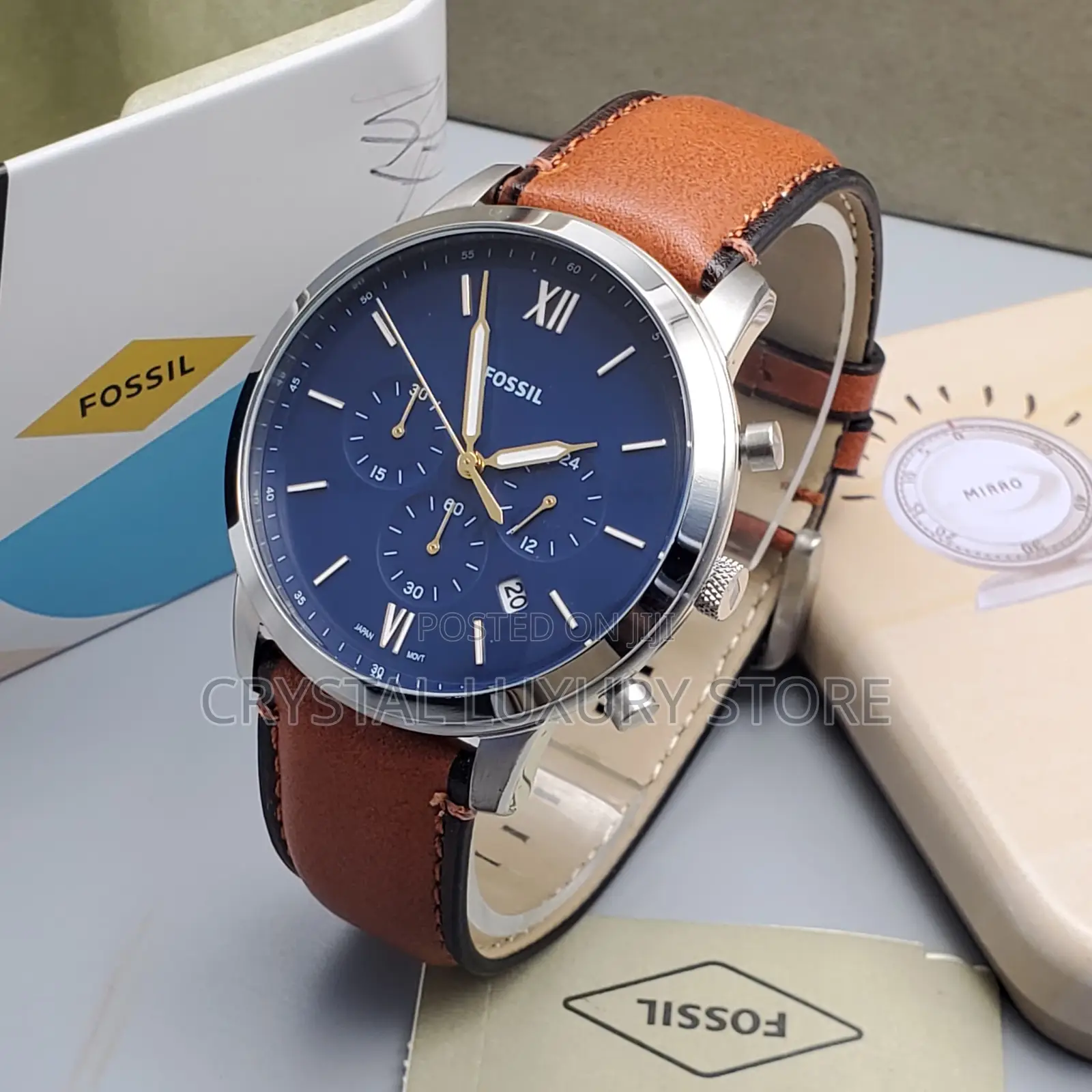 Fossil Quality Luxury Men Genuine Leather Wristwatch