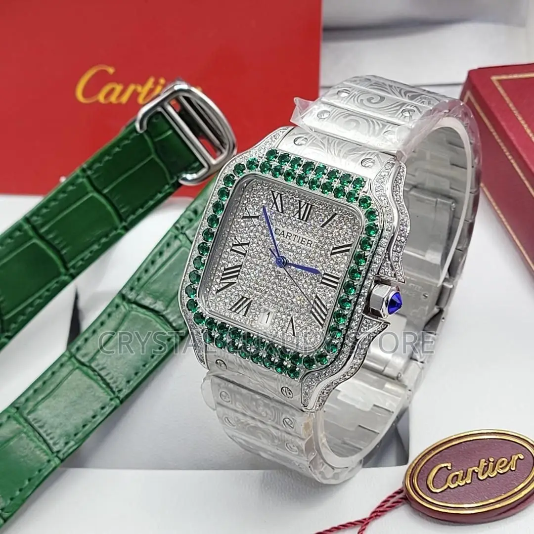 Cartier Quality Luxury Men Chain Strap Iced Wristwatch