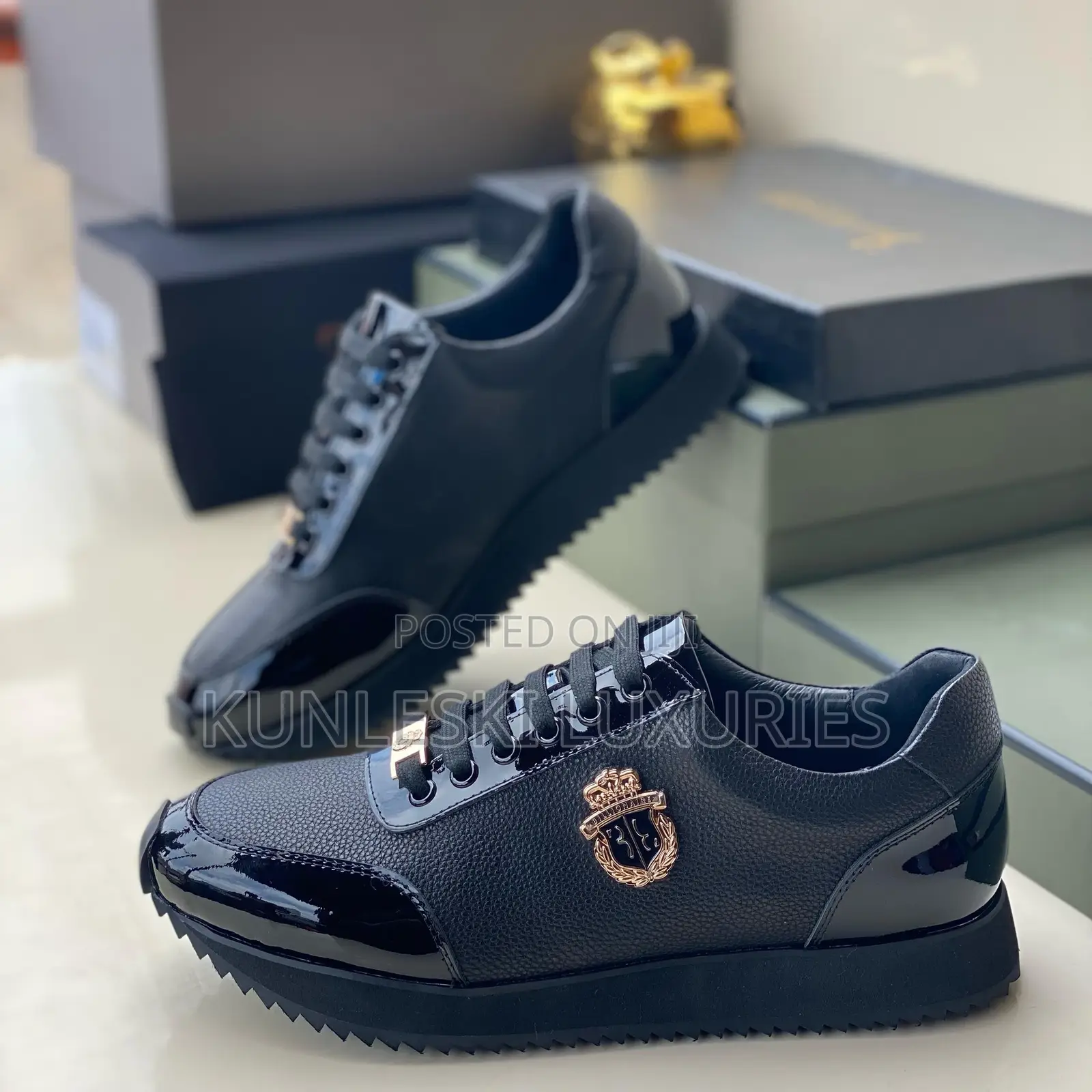 Original Billionaire Leather Lace Up Sneakers for Men