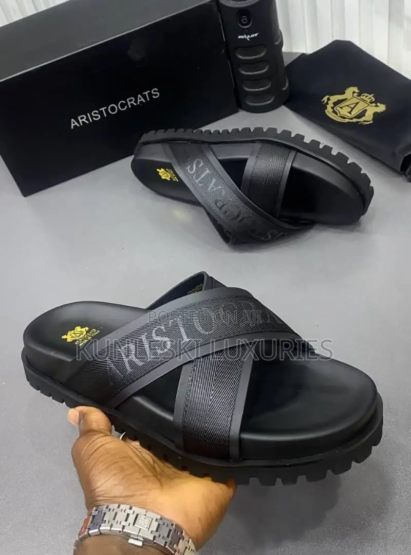Original Aristocrats Men Leather Black Slippers