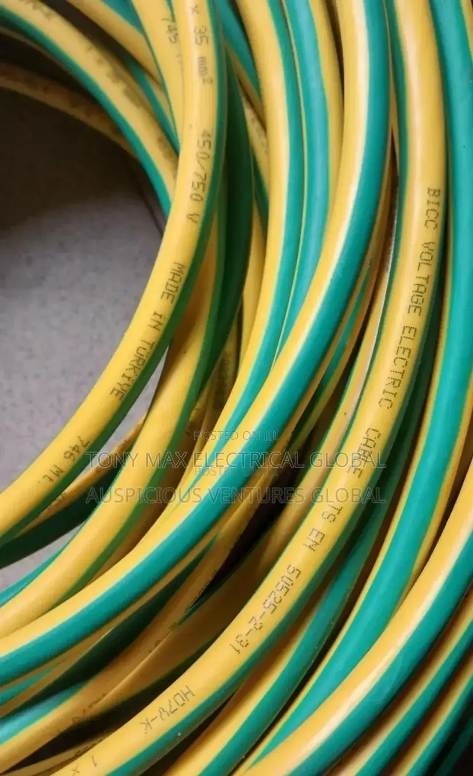 50mm Single Cable Flexible Green and Yellow