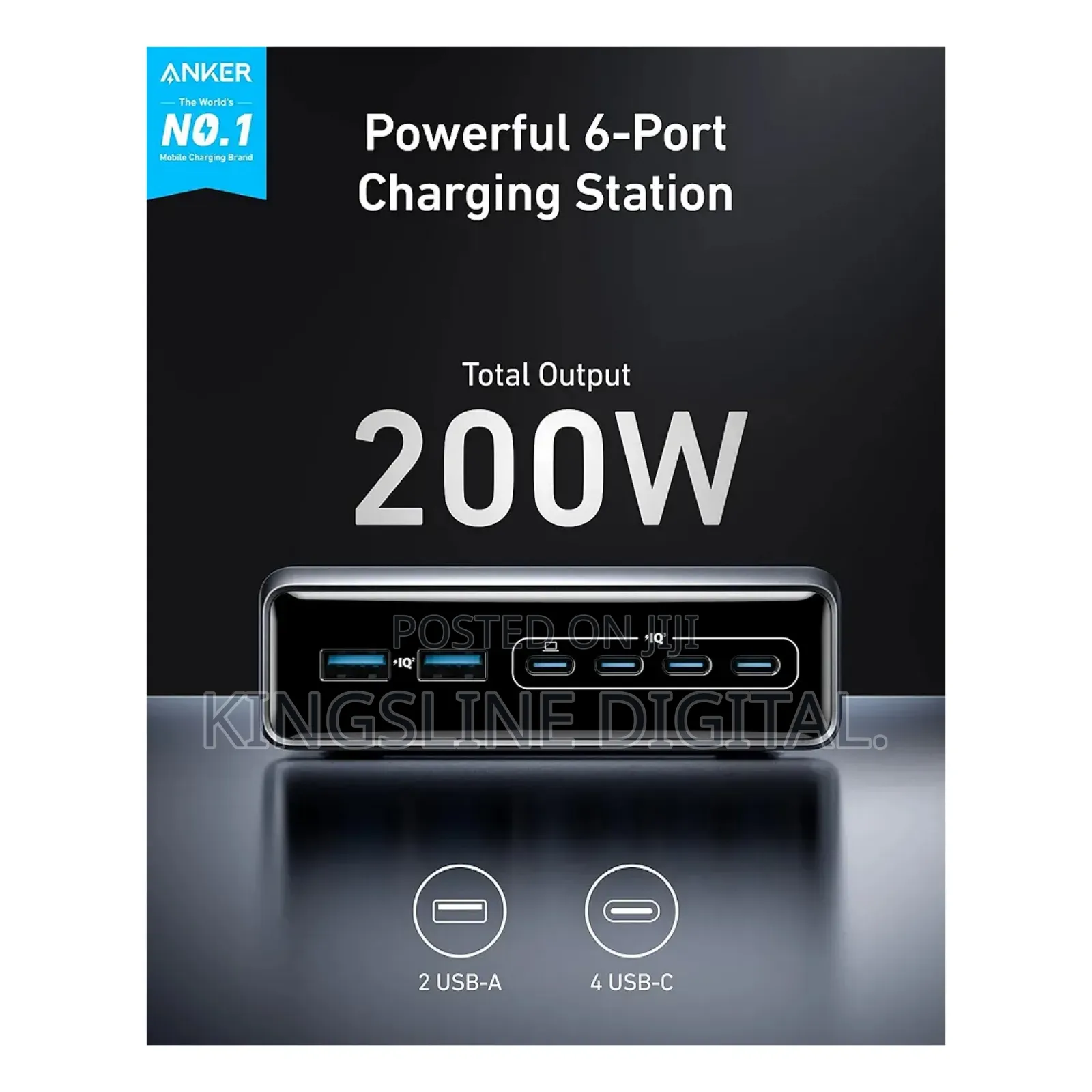 Anker Prime Charger, 200w 6-Port Gan Charging Station, Usb-C