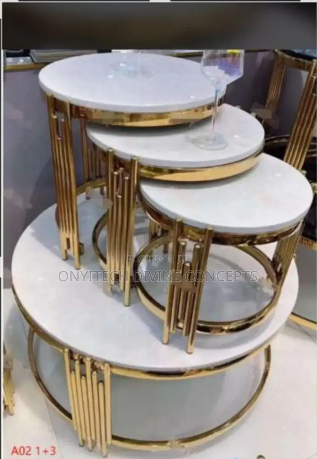 4 in 1 Marble Top Luxury Centre 3 Side Table