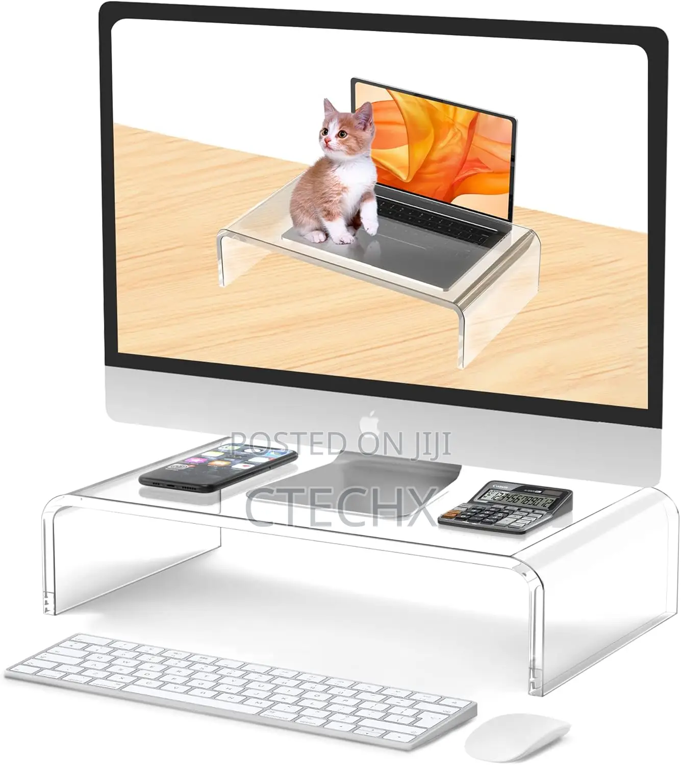 Acrylic Monitor Stand Riser / Laptop Stand for Desk Clear