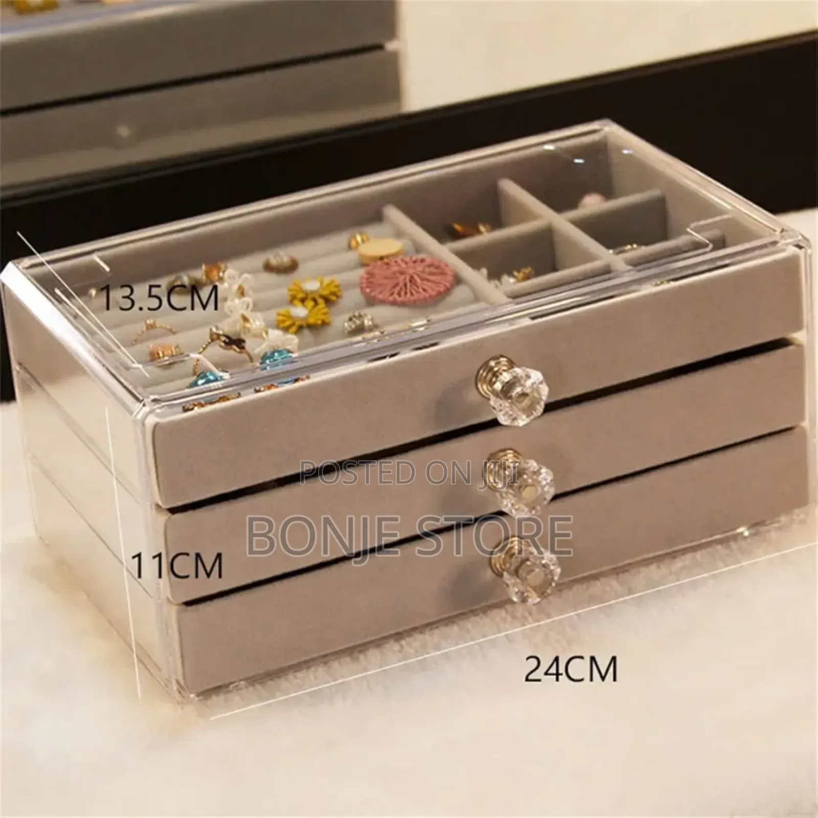 3-tier Jewelry Storage Box Earrings Ring Necklace