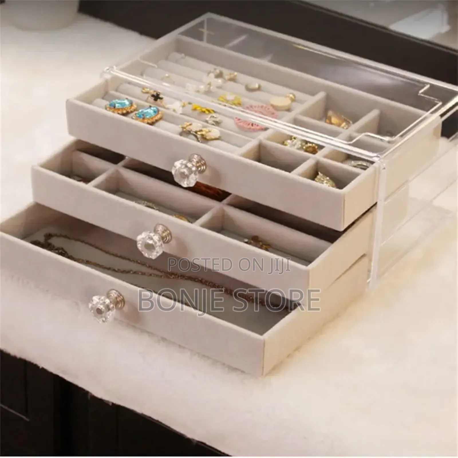 3-tier Jewelry Storage Box Earrings Ring Necklace