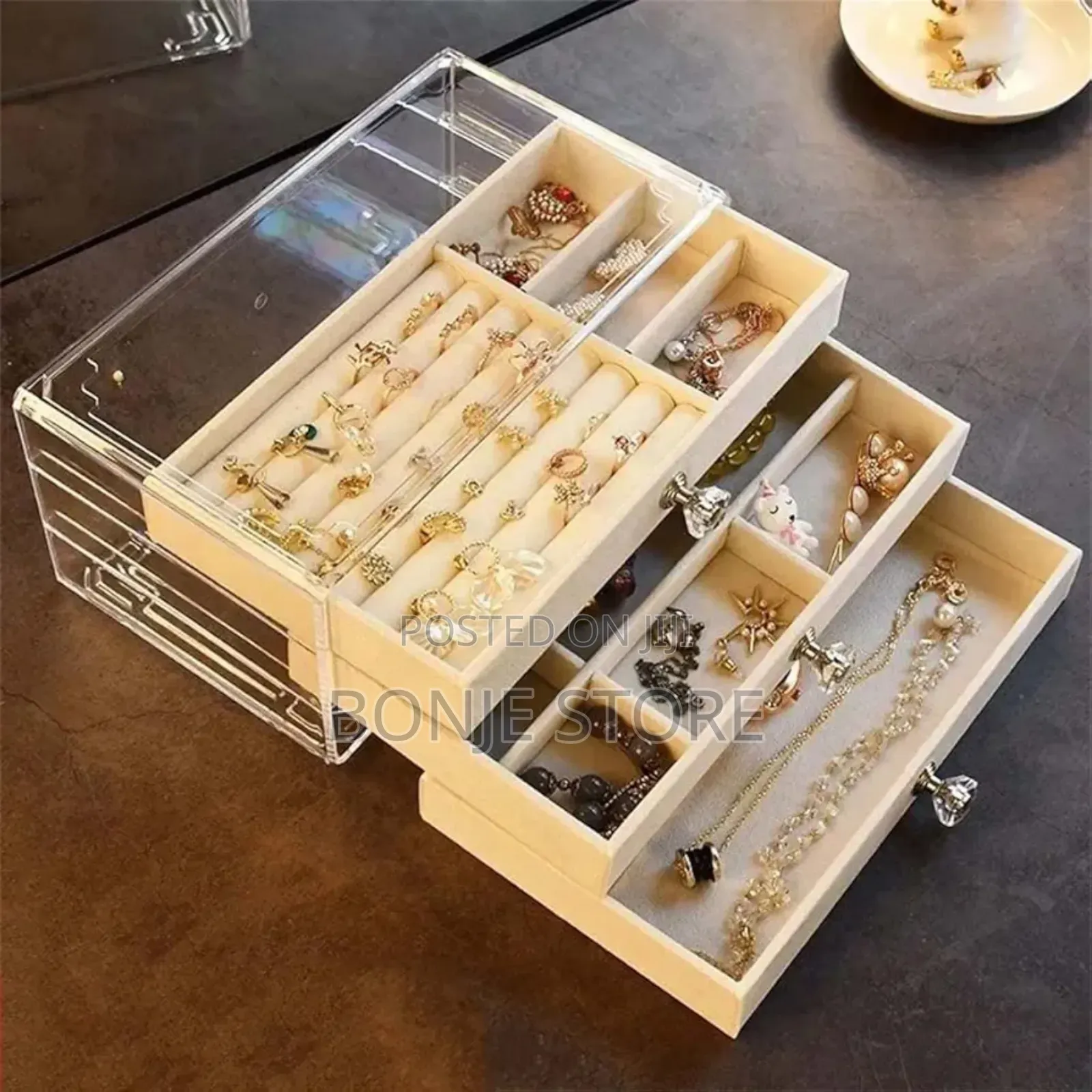 3-tier Jewelry Storage Box Earrings Ring Necklace