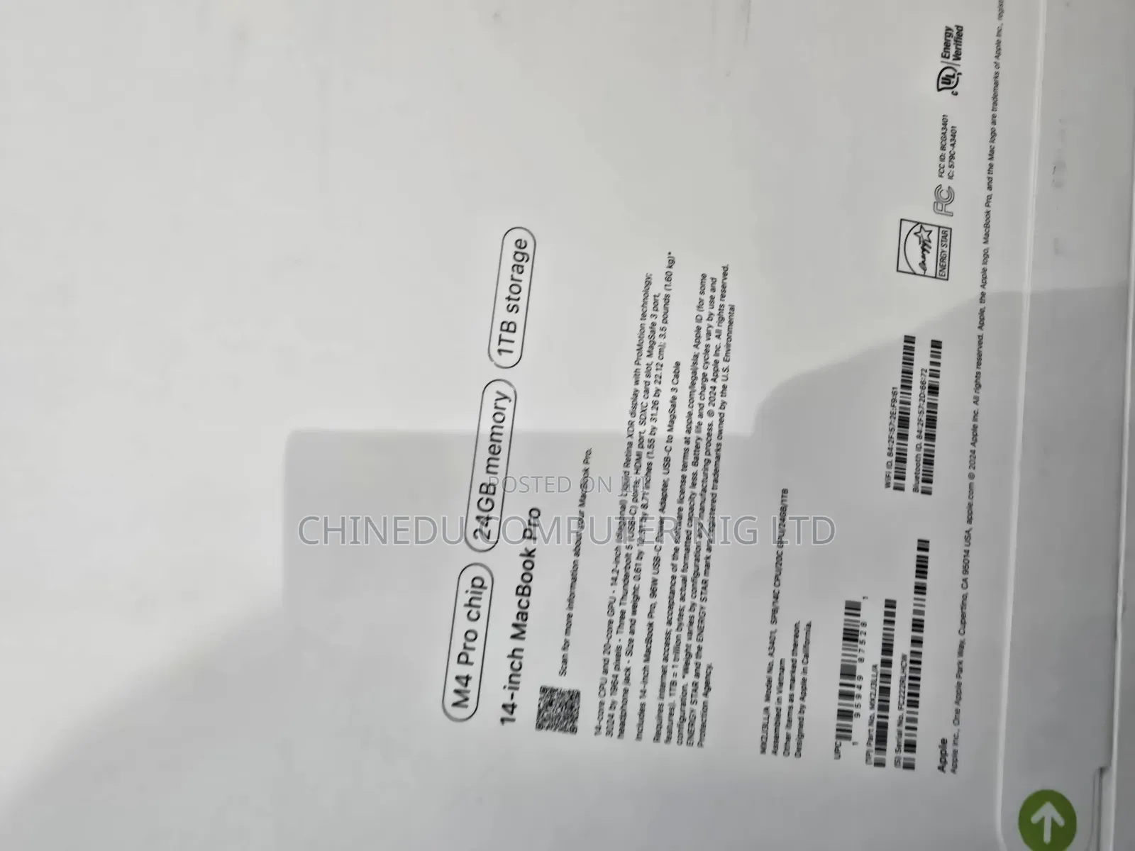 New Laptop Apple MacBook Pro 24GB Apple M4 Pro SSD 1T