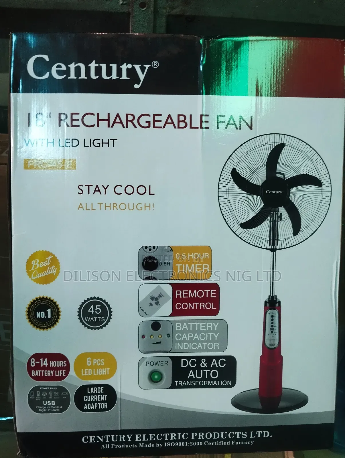 Original Century 18" Rechargeable Battery Fan
