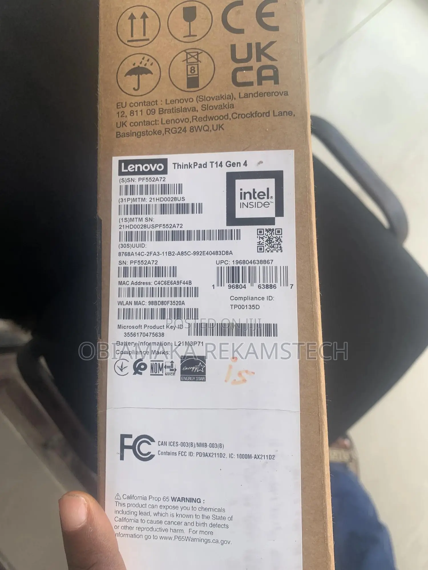 New Laptop Lenovo ThinkPad T14 G4 16GB Intel Core I7 SSD 512GB