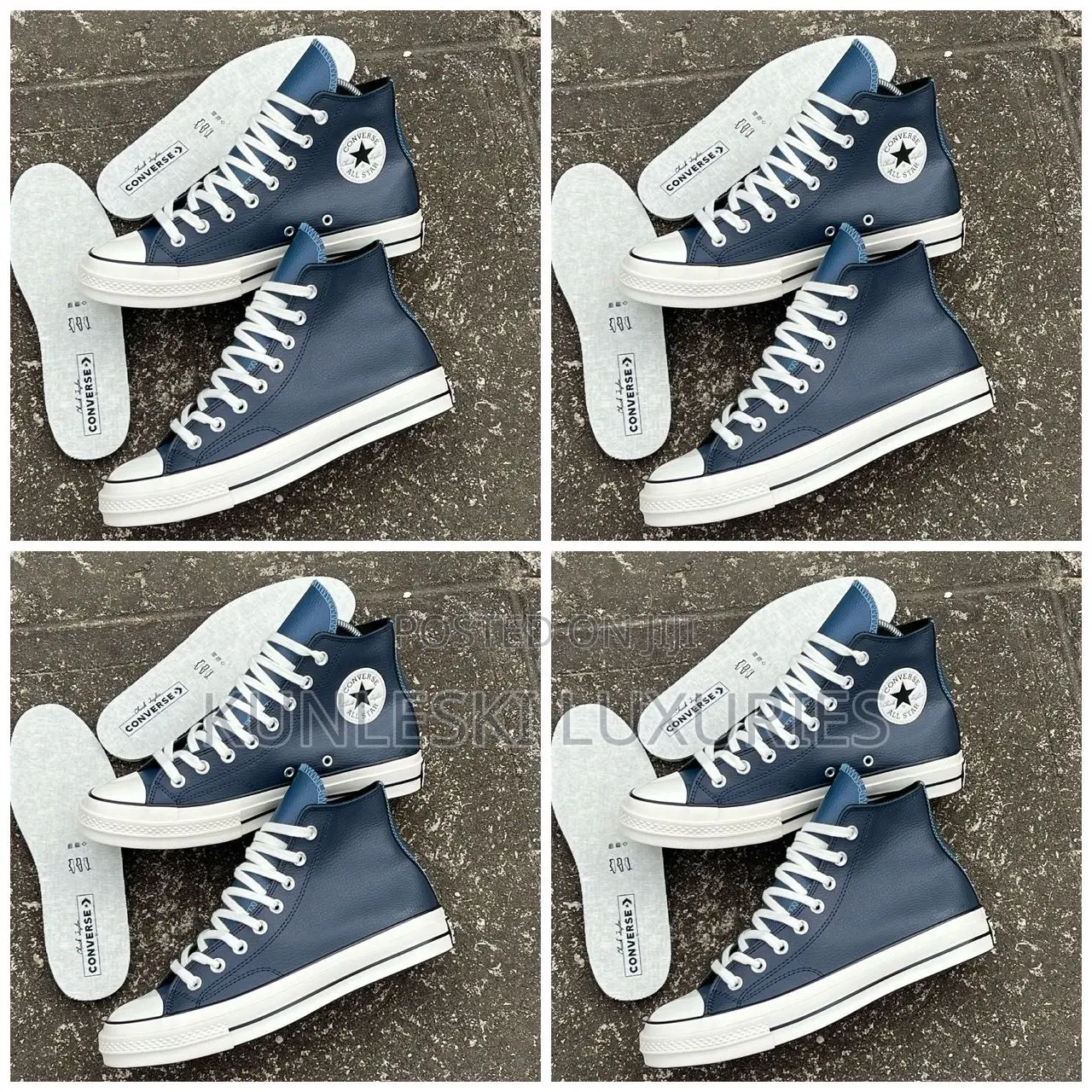 Original Converse Chunk 70 Leather Blue Sneakers