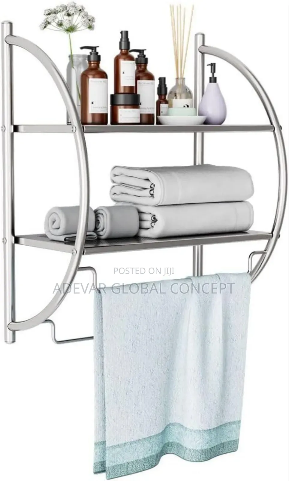 2 Tier Bathroom/Commodity Shelf With Towel Rails Rack