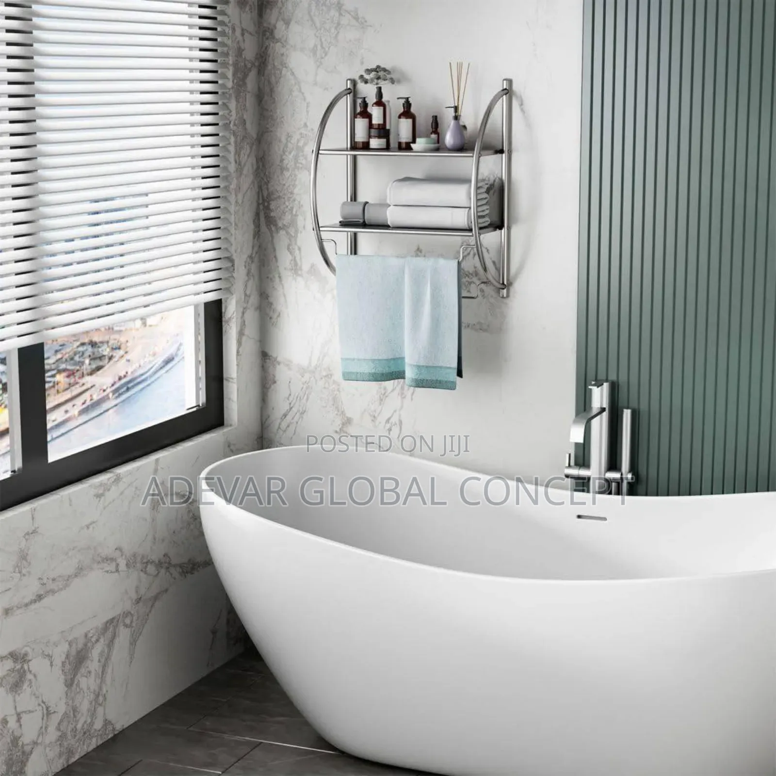 2 Tier Bathroom/Commodity Shelf With Towel Rails Rack