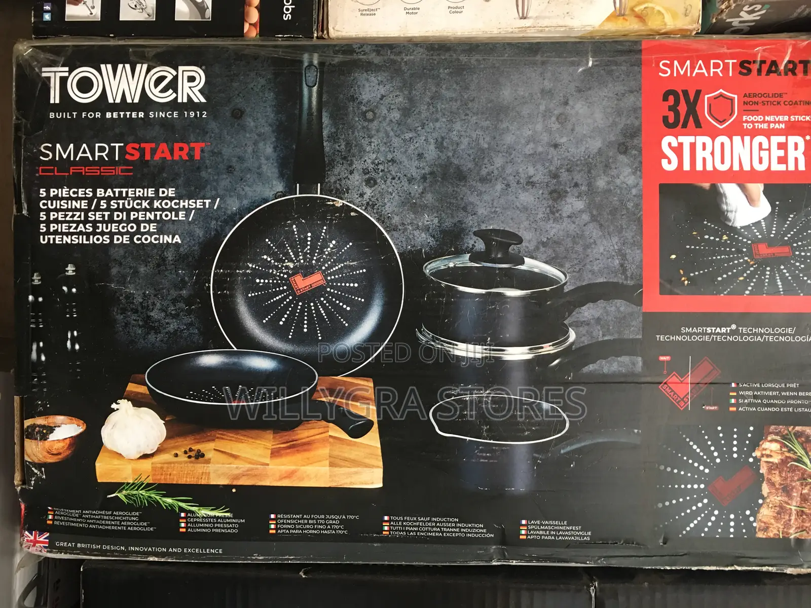 Tower Classic 5 Piece Cookware Set With Easy Clean Aeroglide