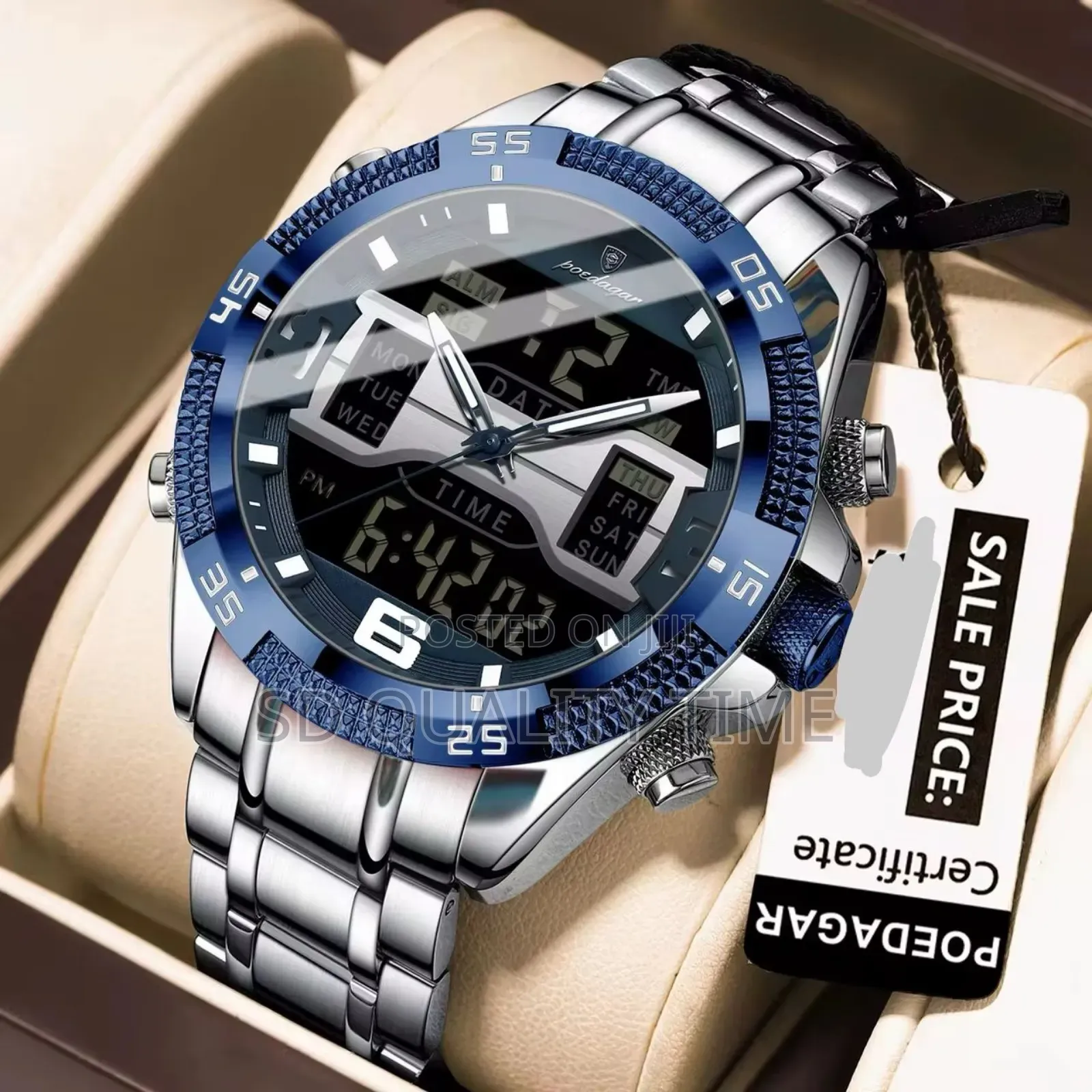 Poedagar Analog and Digital Luminous Watch