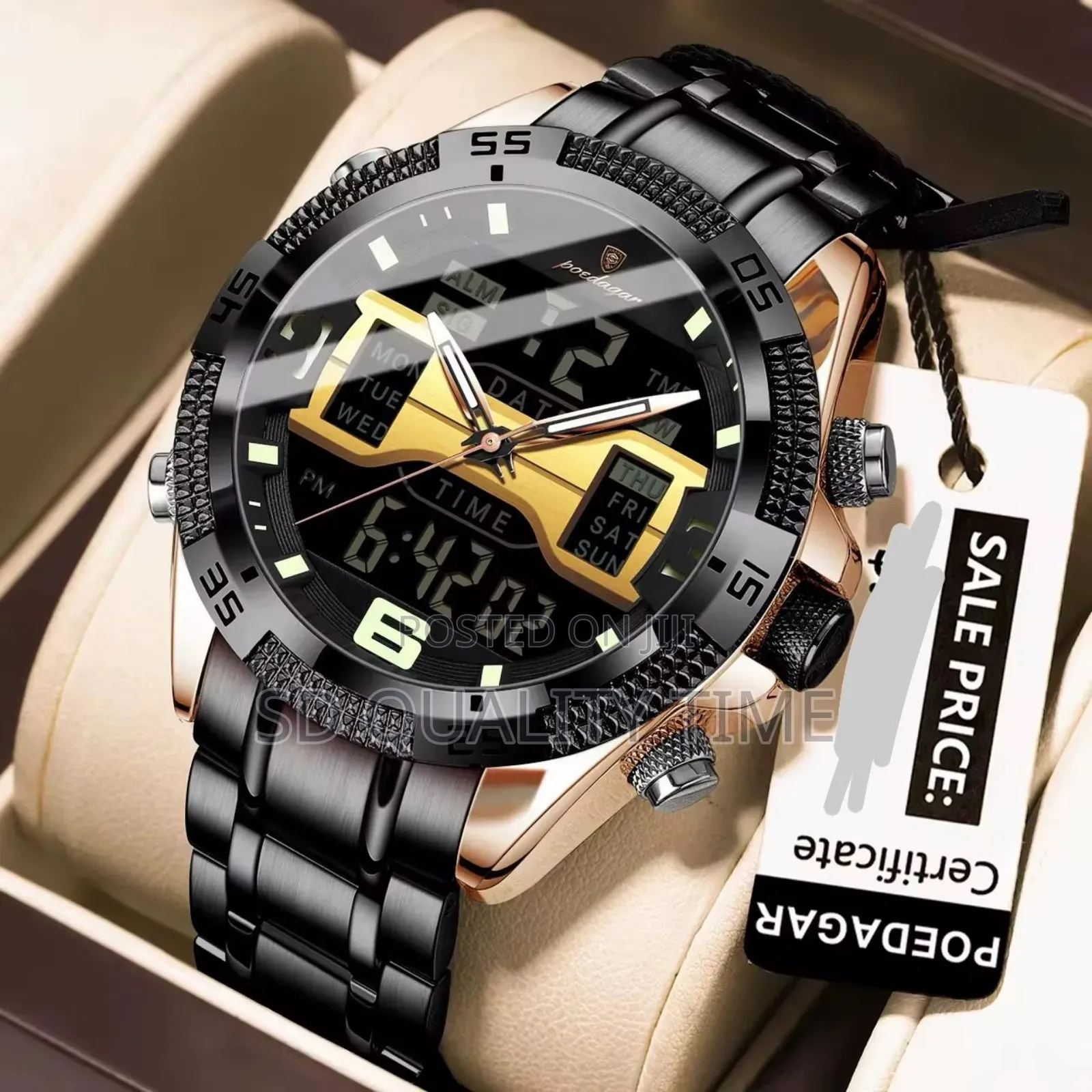 Poedagar Analog and Digital Luminous Watch