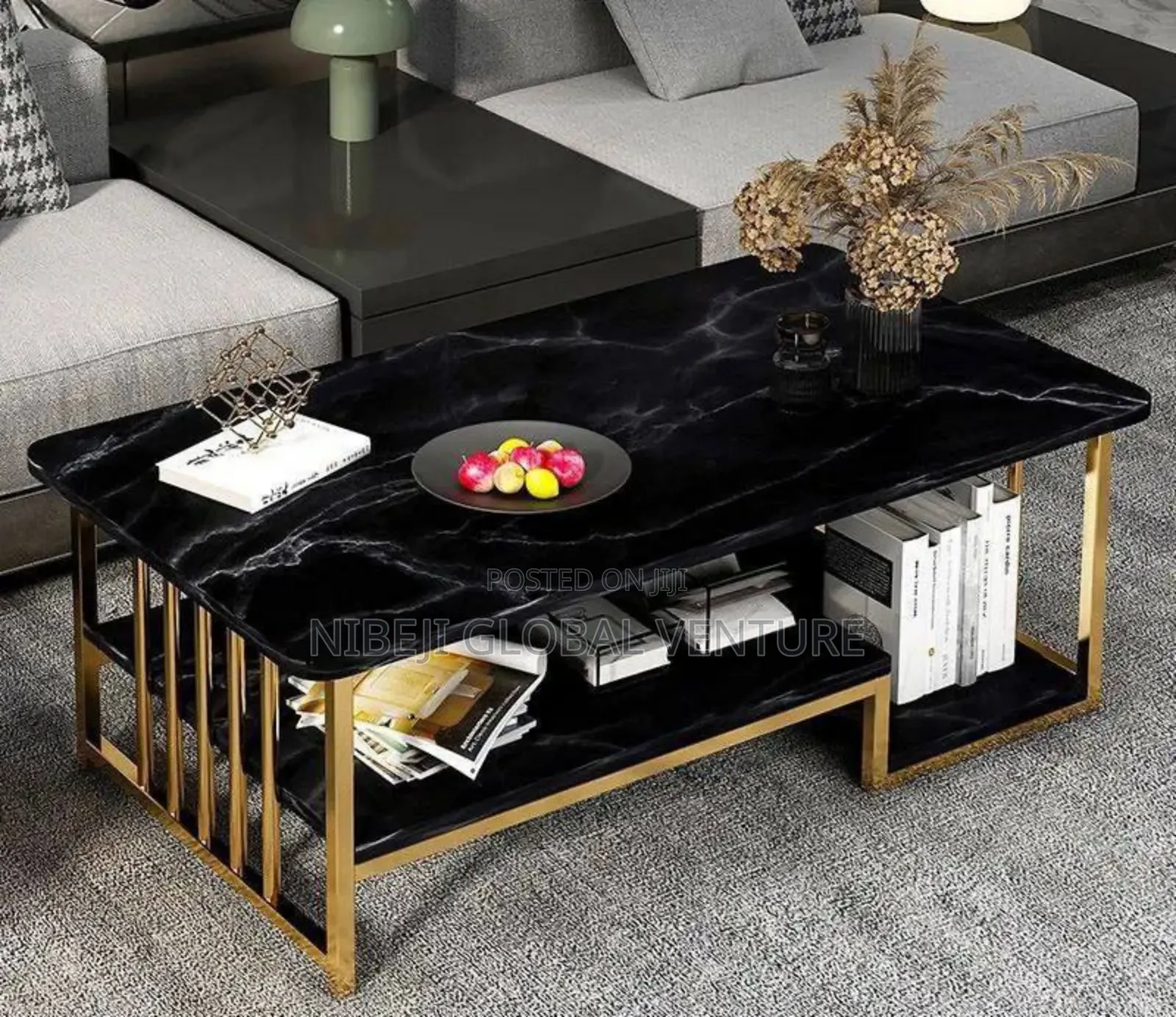 Faux Marble Nordic Centre Table / Table - White and Gold