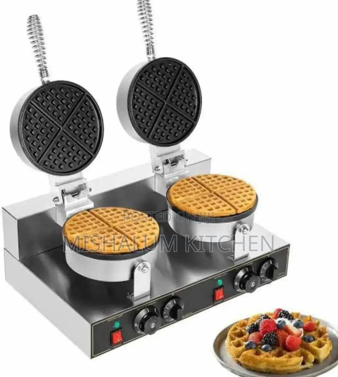 Double Round Rocita Commercial Belgian Waffle Maker