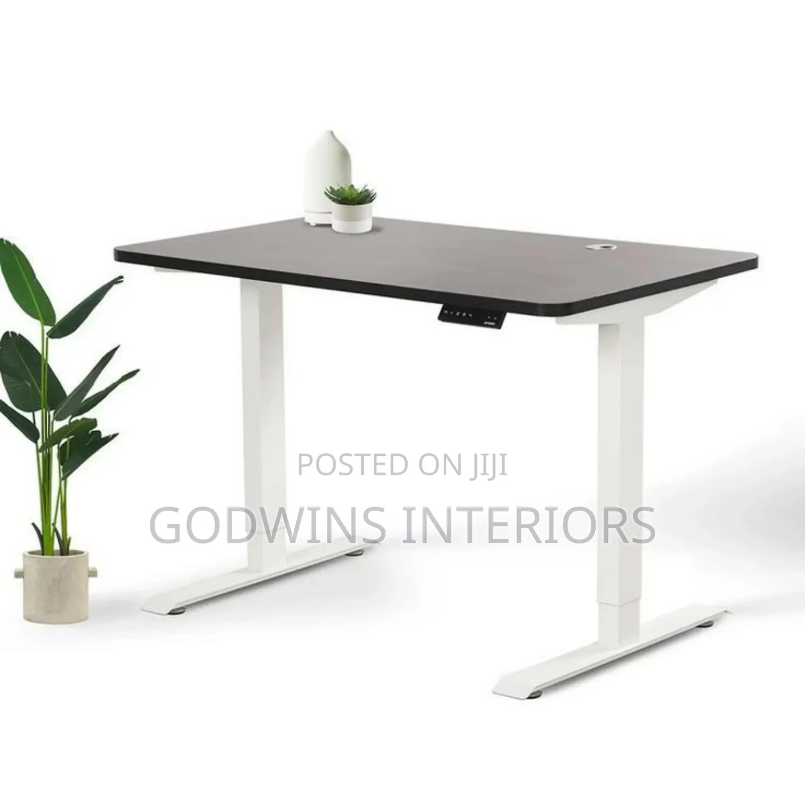 Electric Adjustable Height Standing Desk Black and White 1.4