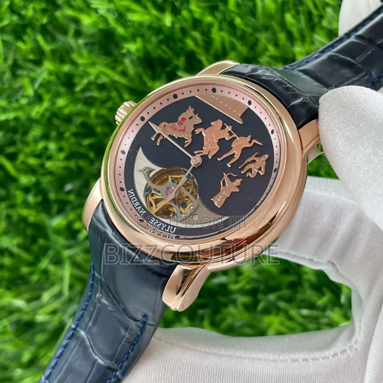 Original Ulysse Nardin Black Genuine Leather Watch