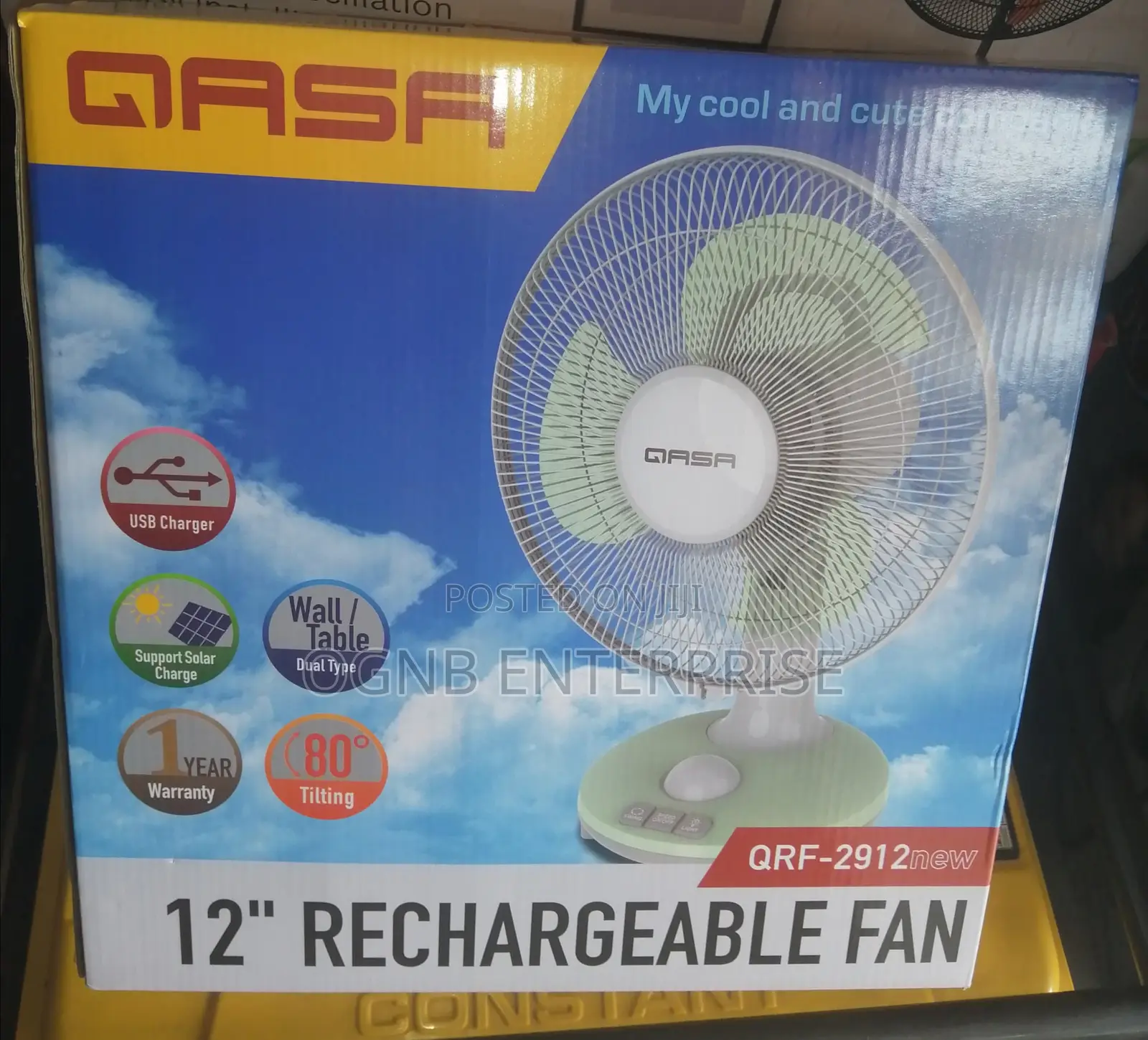12 Inches Qasa Rechargeable Fan
