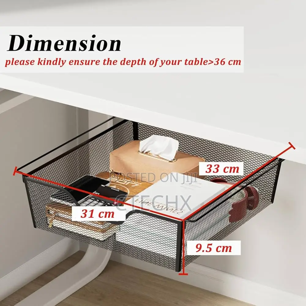 2-Packs Self-Adhesive Drawers Under Desk Metal Mesh Hidden