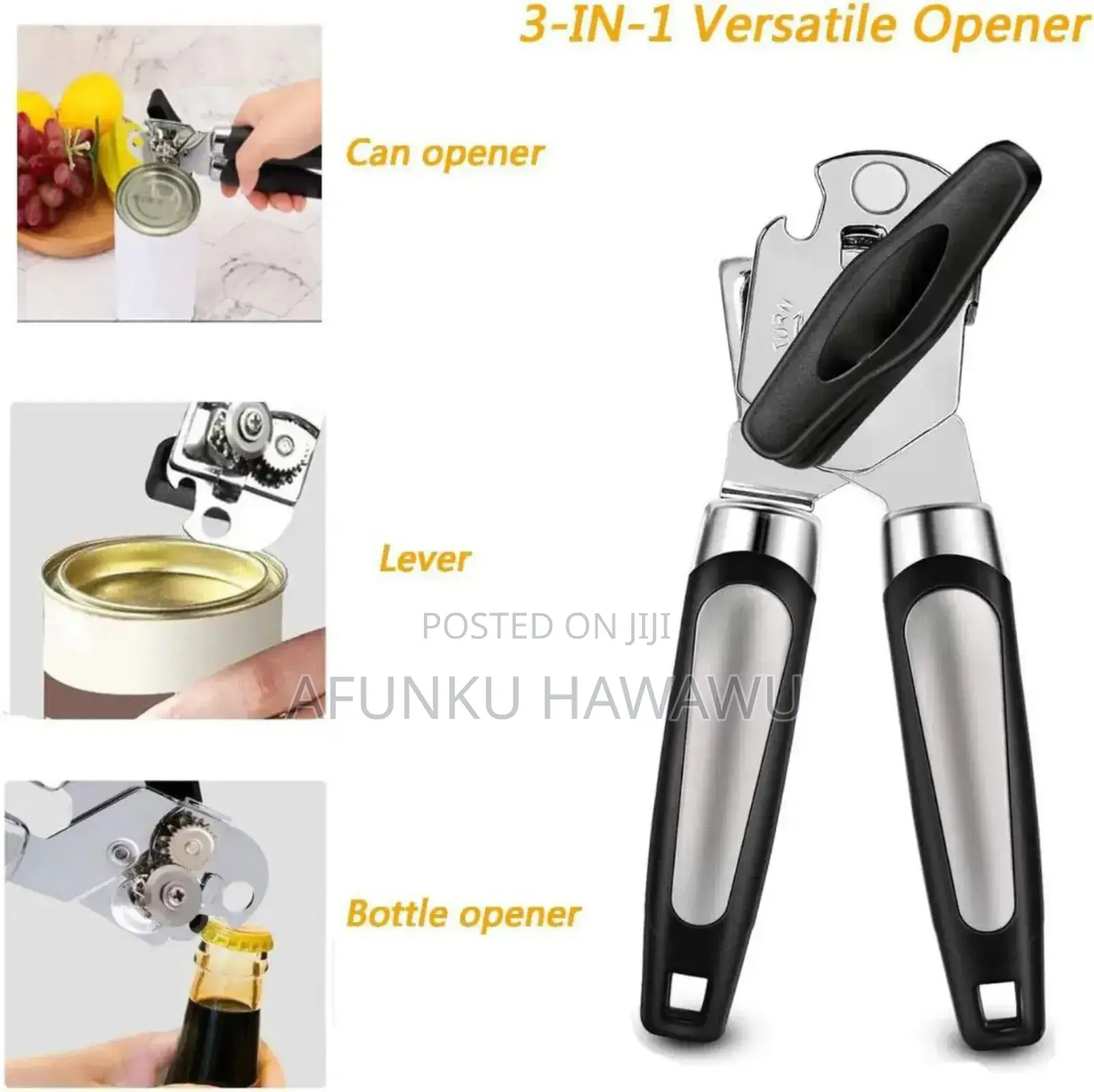 3in1 Stainless Steel Multifunctional Can Opener Tin Cutter