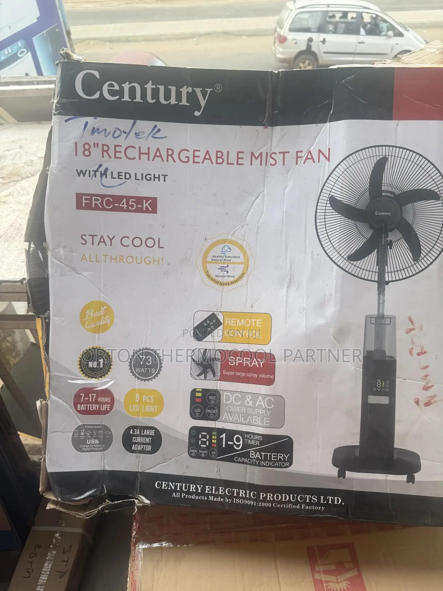 Century Rechargeable Mist Fan 18 Inches.