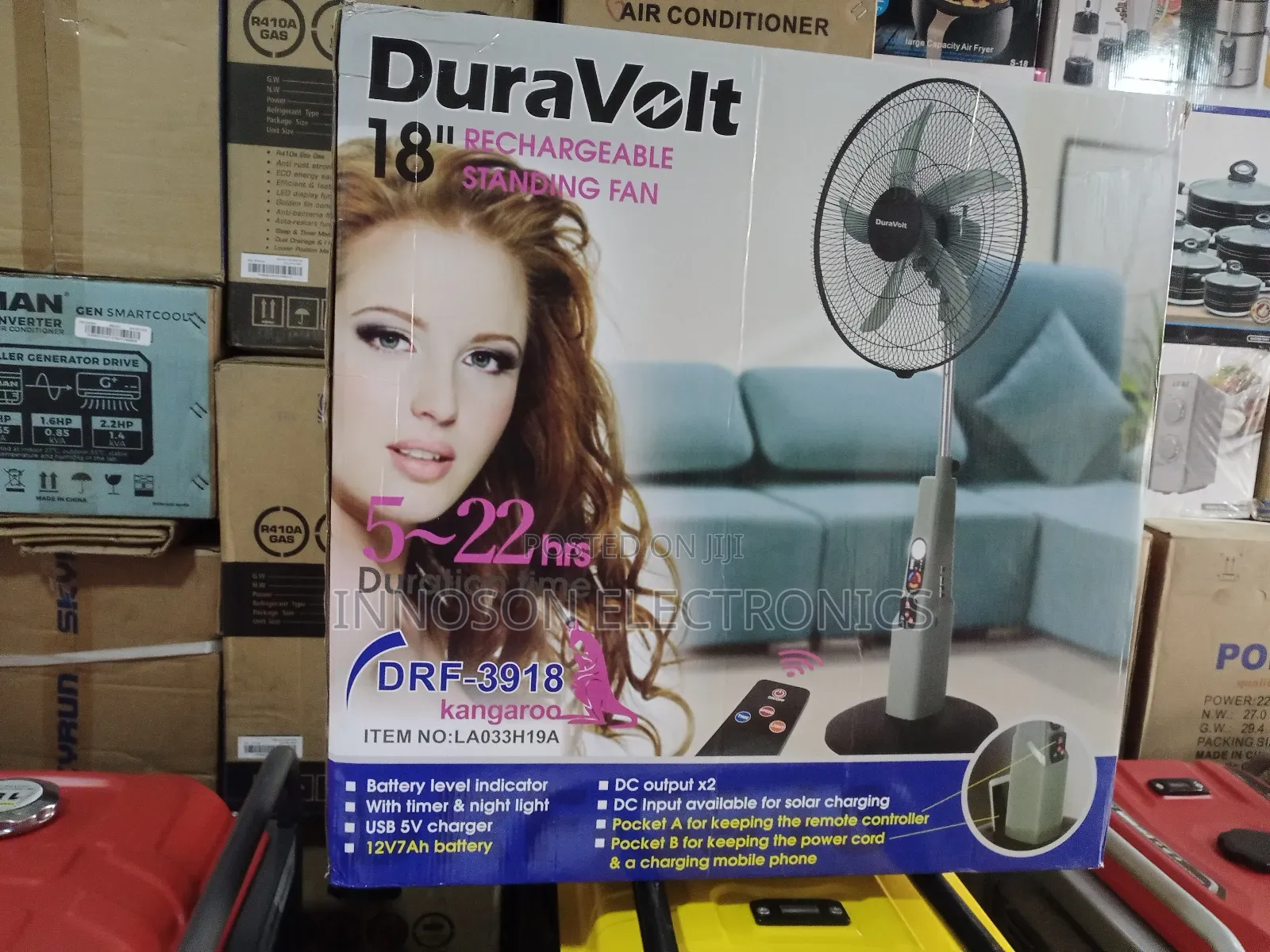 Duravolt 18inches Rechargeable Fan