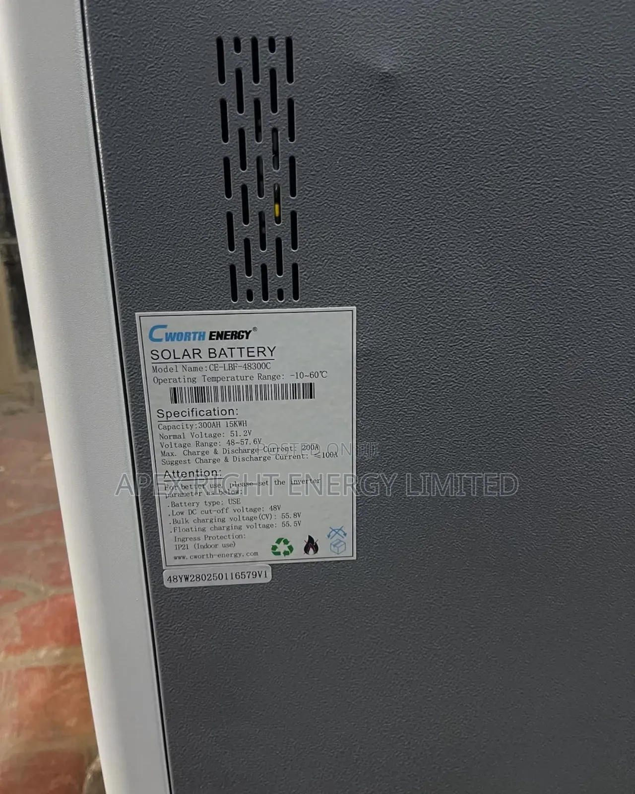 15kwh Cworth Lithium Battery 51.2volts