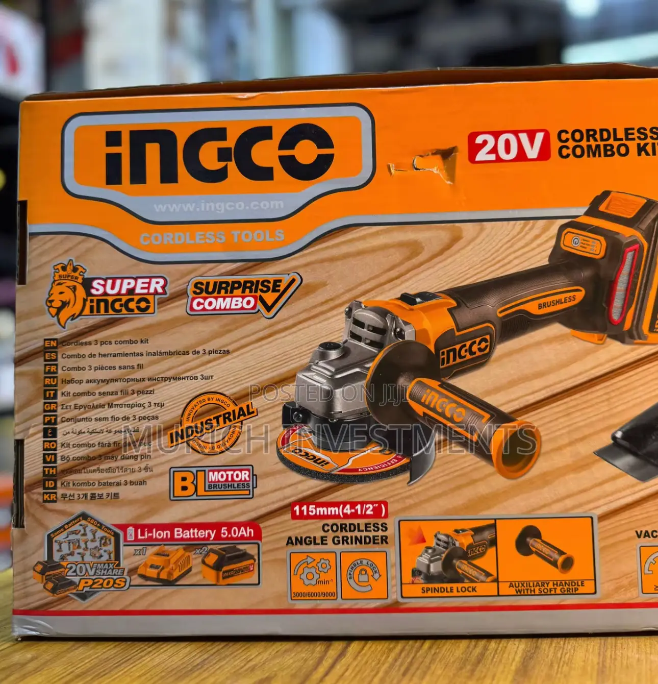 Cordless 3 PCS Combo Kit Impact Wrench,Grinder and Vacuum