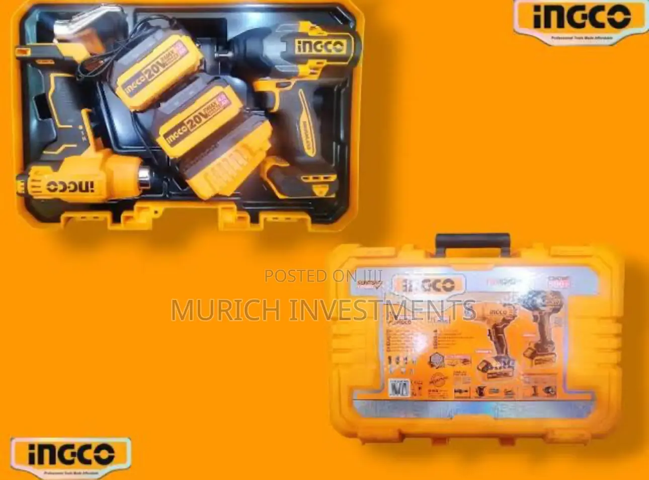 Ingco Cordless 20v Combo Kit (Impact Wrench + Heat Gun)