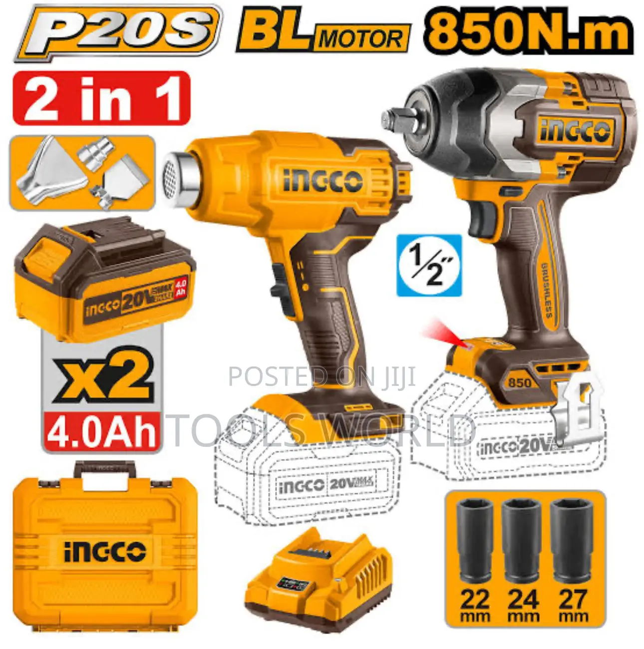 Cosli240489 Cordless 20v Impact Wrench + Heat Gun Combo