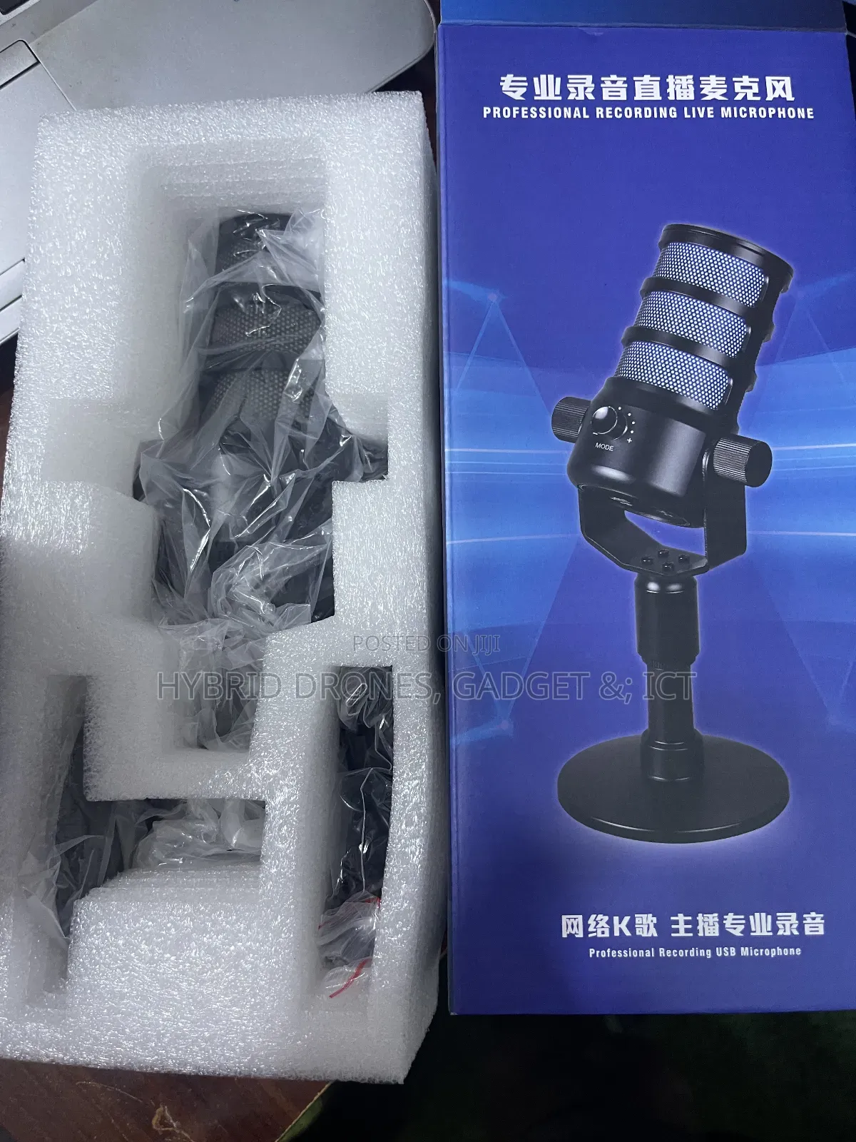 Profesional RGB Condenser Microphone for Content Voice Rec