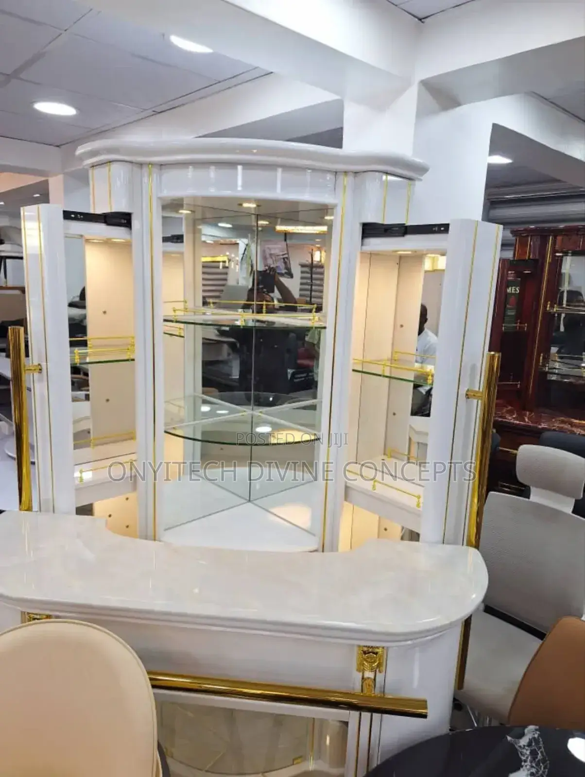 Luxury Wine Bar Cart White With Touch of Gold