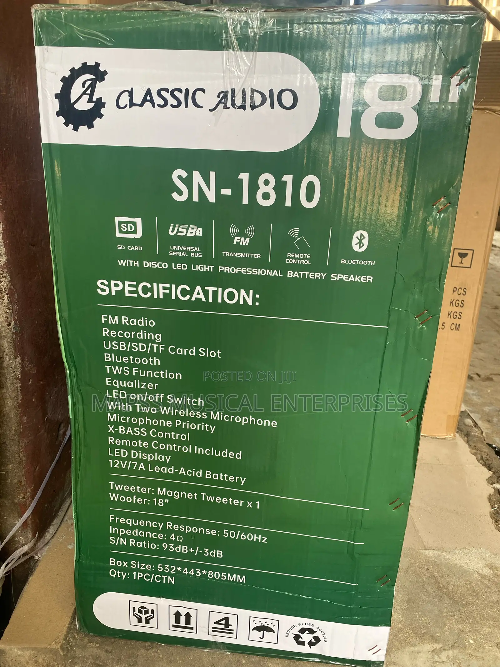 Classic Audio 18" Sn-1810 Portable Speaker System