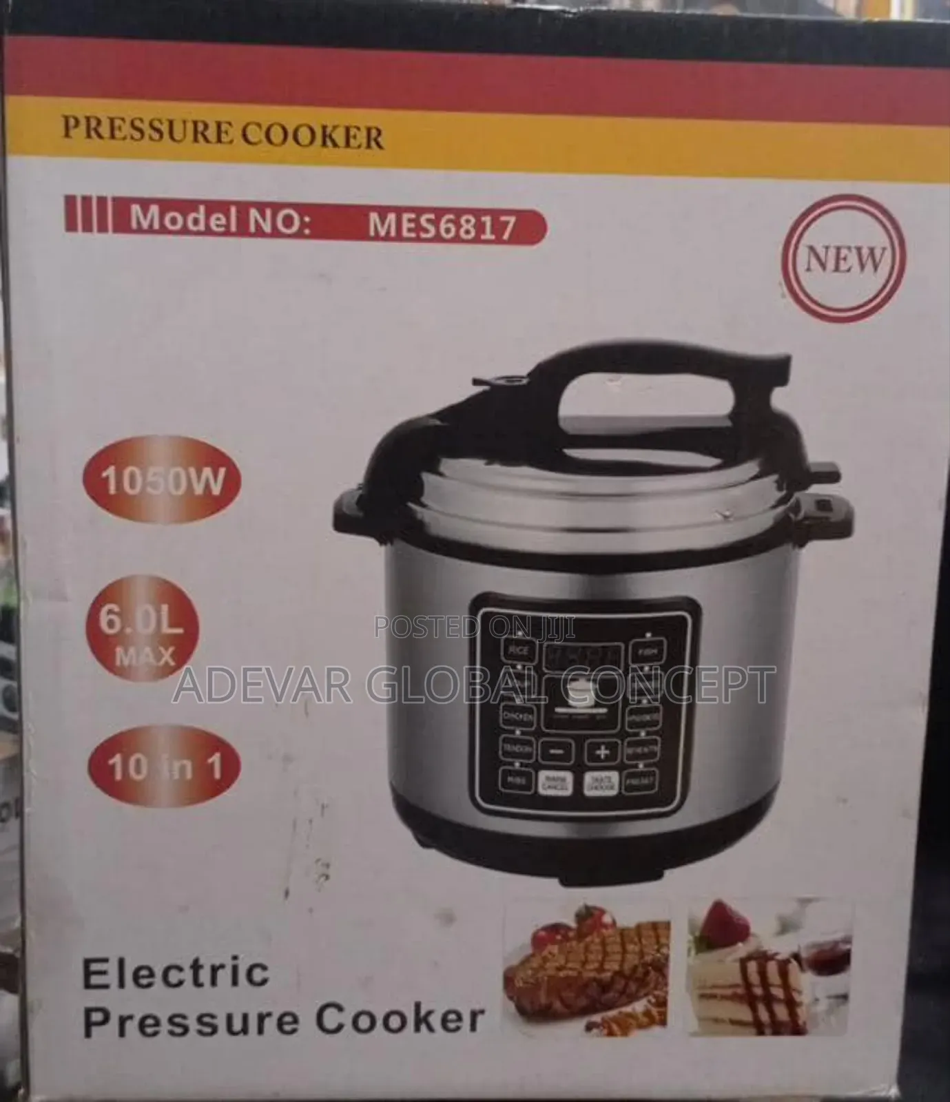 6l Electric Pressure Cooker 10in1 - 1050 Watts