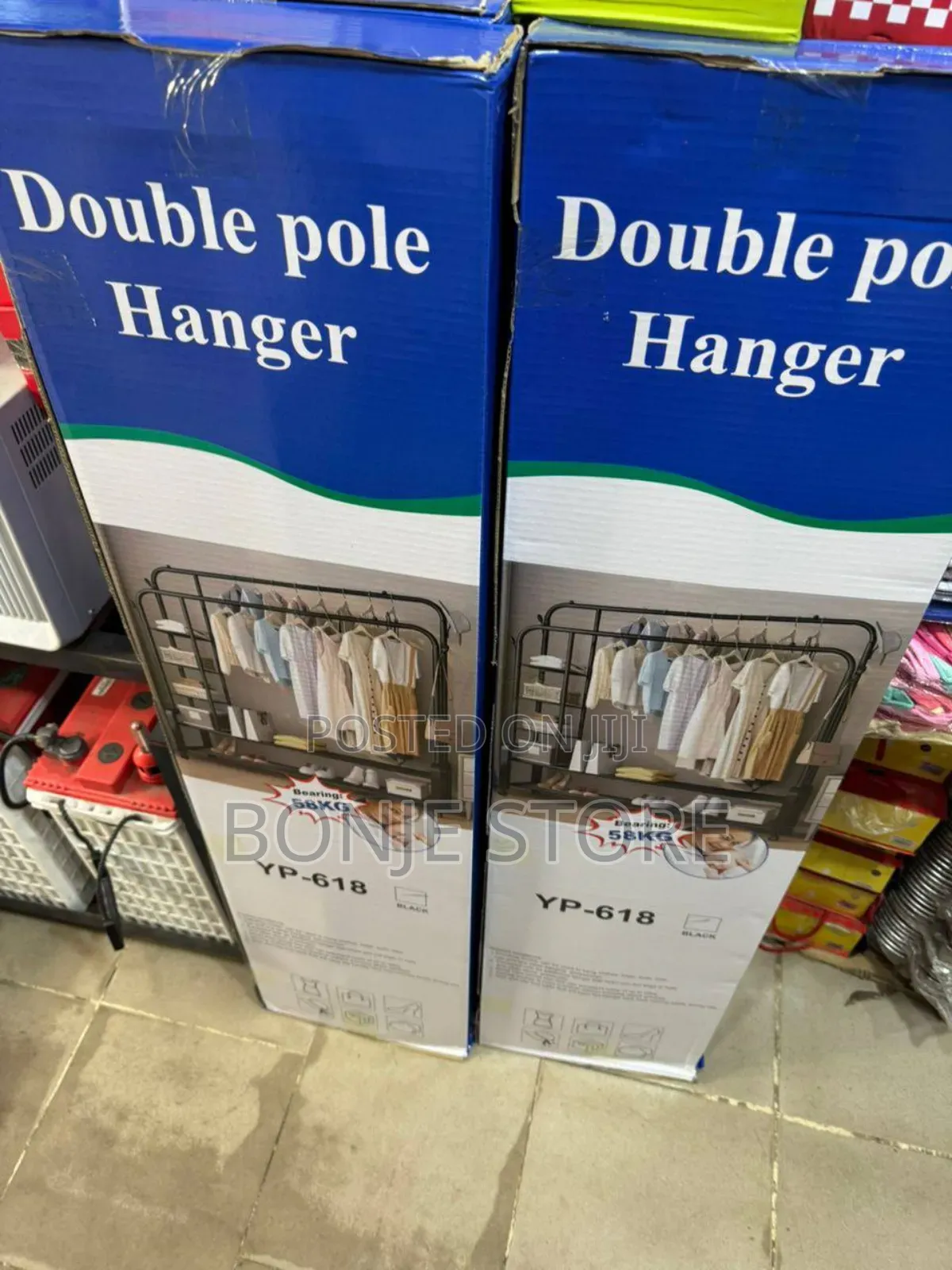 58kg Heavy Duty Double Pole Cloth Rack Large Capacity Hanger