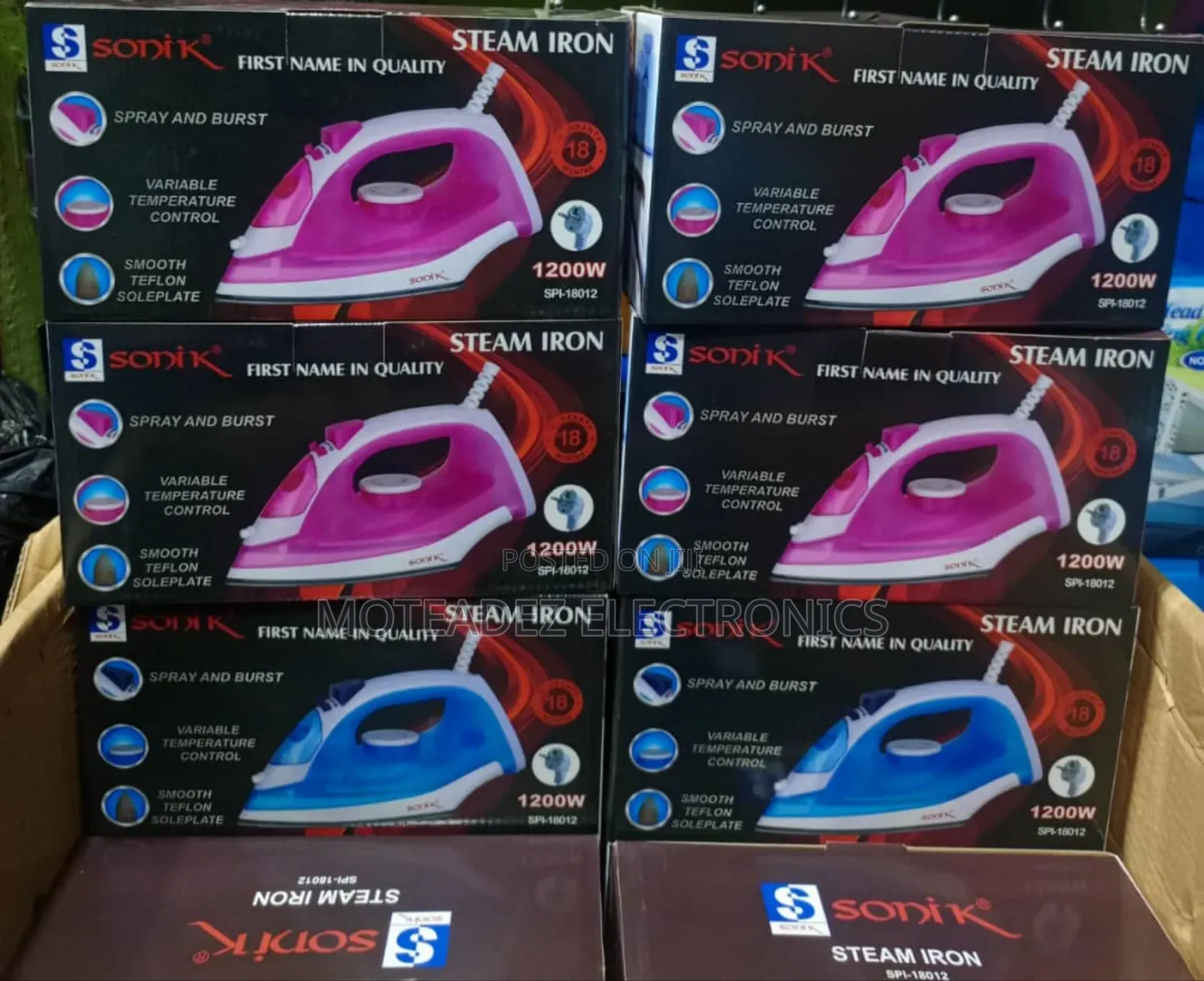 Sonik 1200w Teflone Sole Plate Non Stick Quality Steam Iron