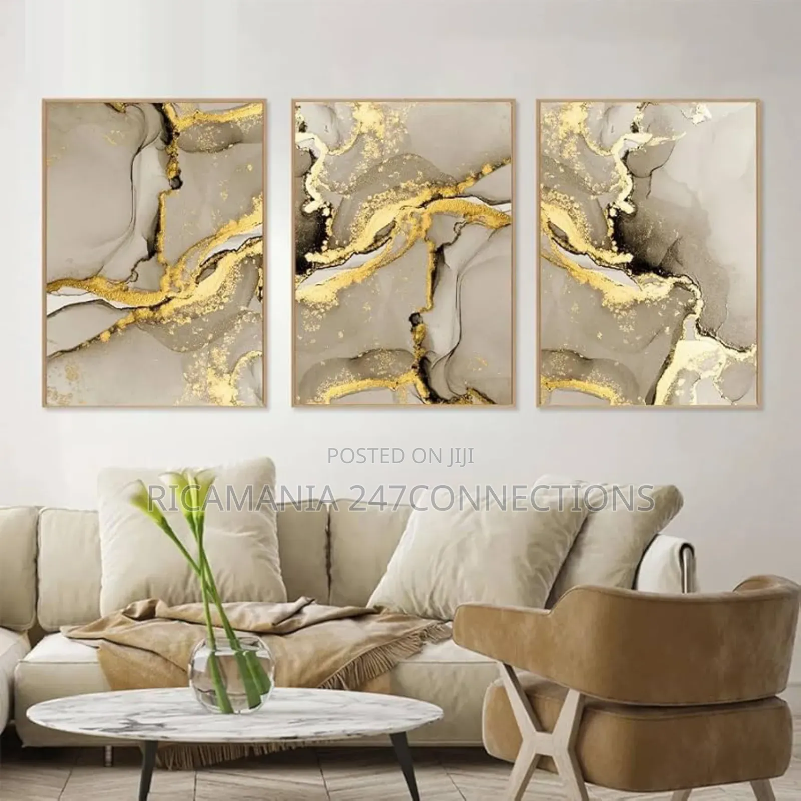 3in1 Golden Abstract Canvas Frames