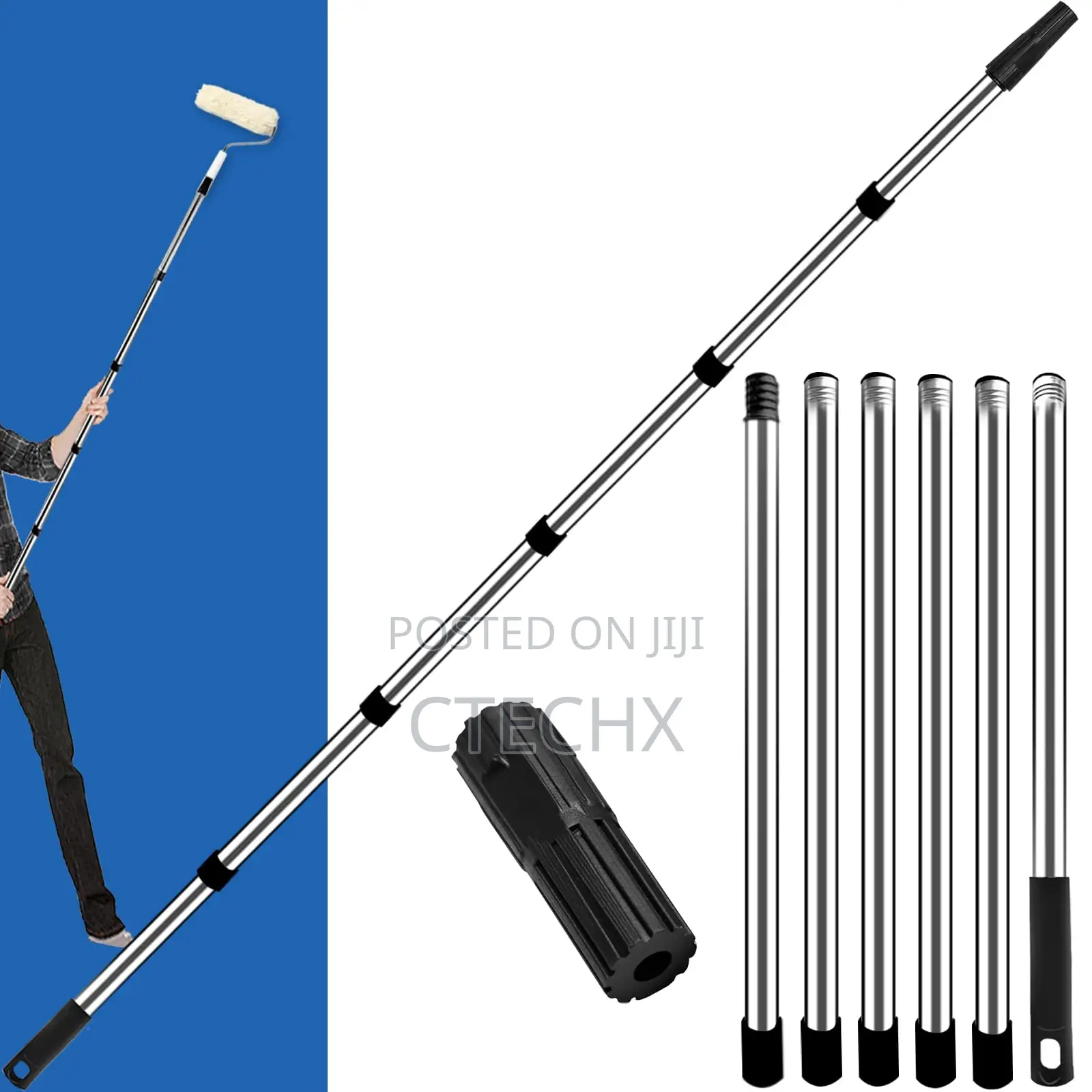Paint Roller Extension Pole 2.4m 6 Segmented Steel Pole