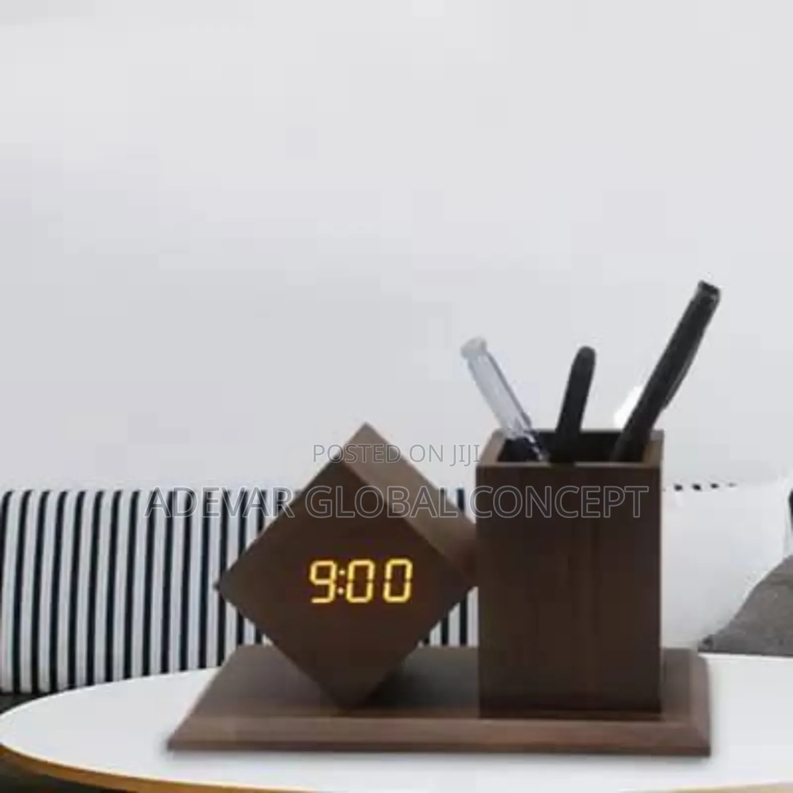 Wooden Digital Led Alarm Clock + Pen Holder Corporate Gift