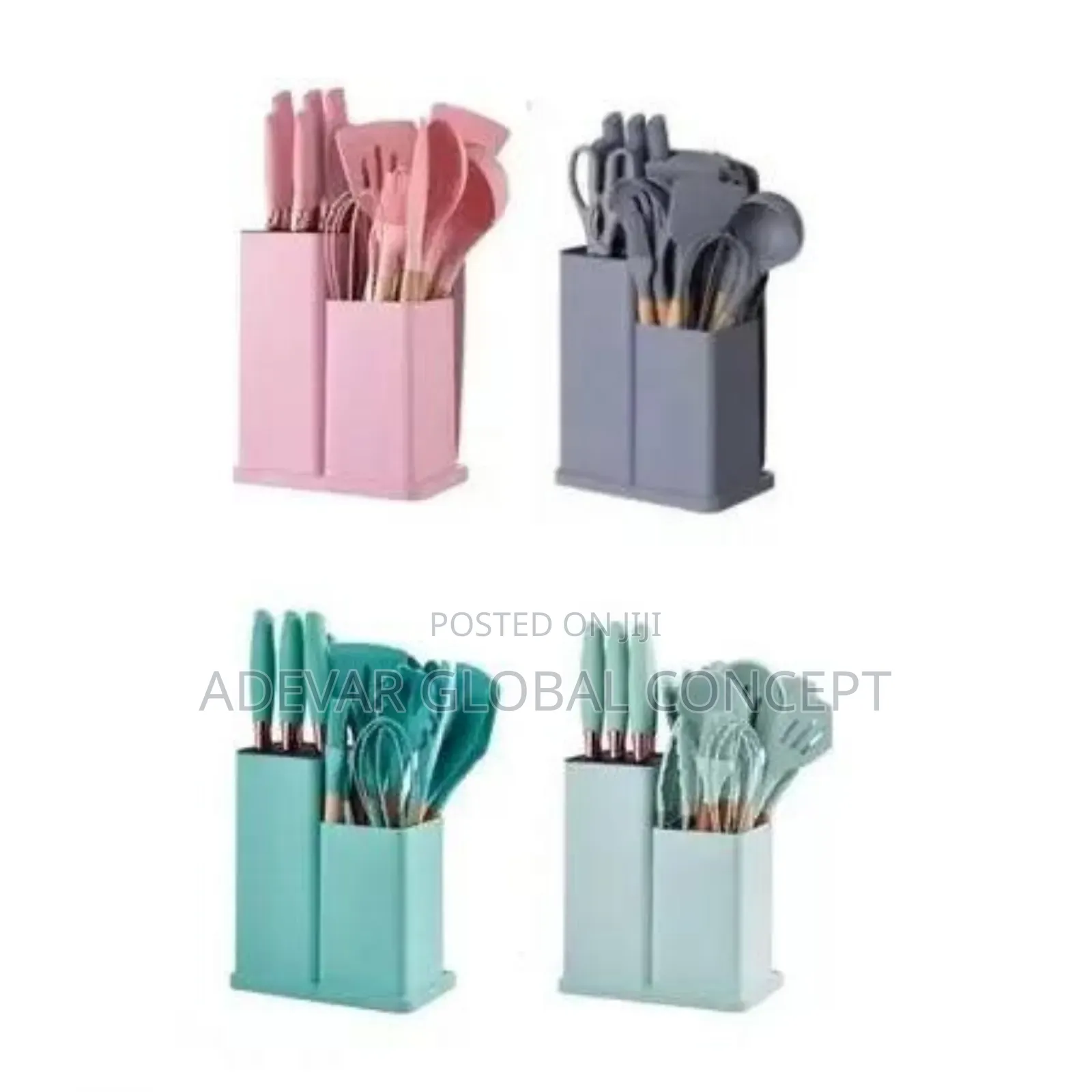19pcs Silicon Cooking Spoon With Knives Set Kitchen Utensils