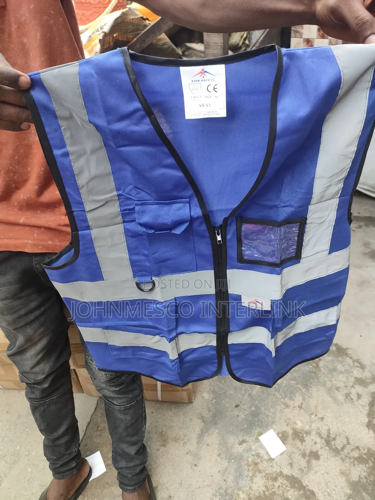 Blue Reflective Vest With Pockets