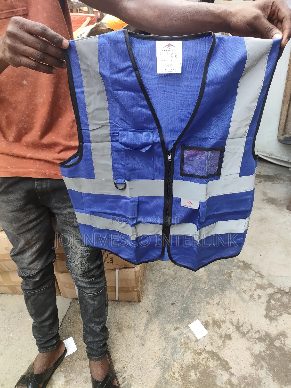 Blue Reflective Vest With Pockets